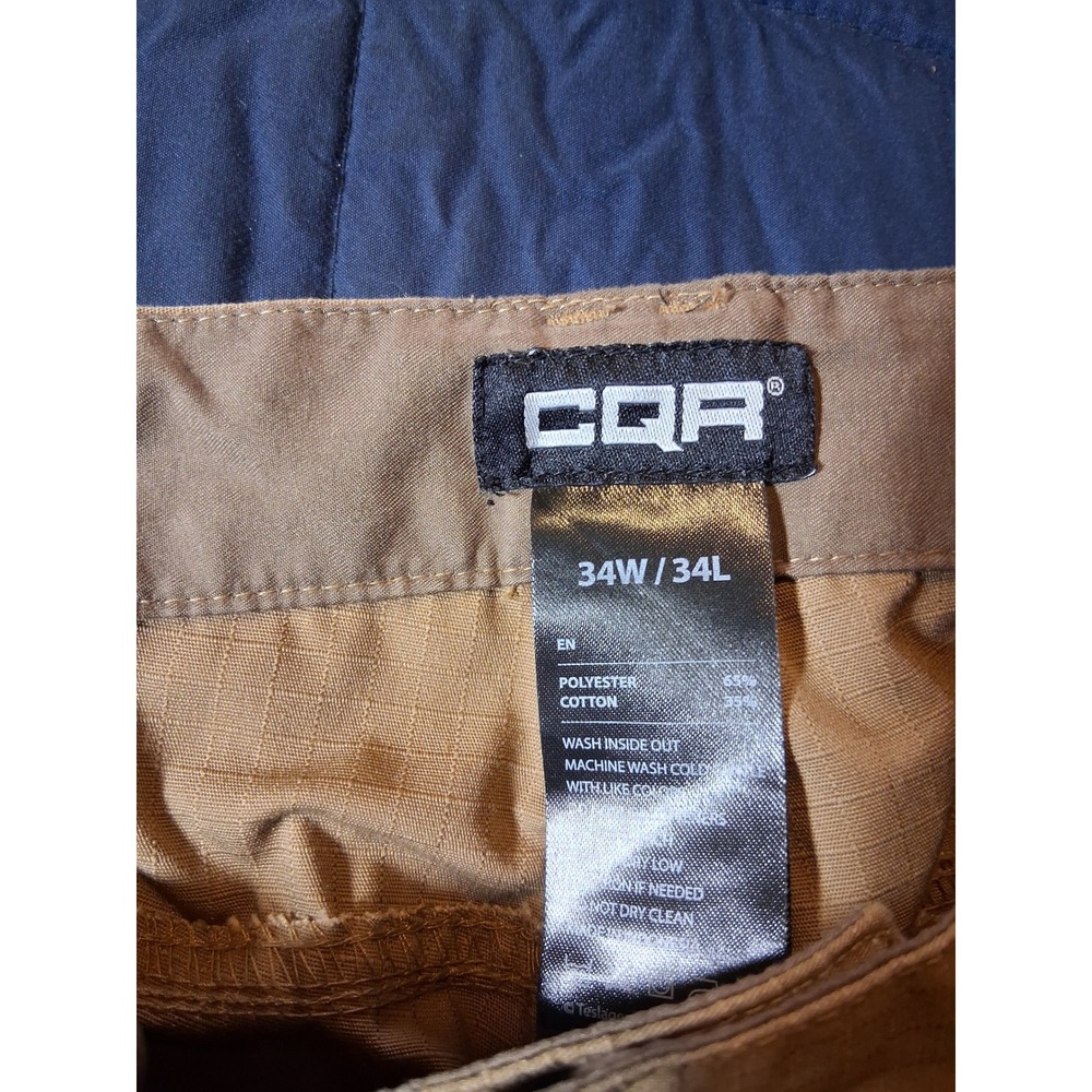 CQR Mens Tactical Cargo Pants Coyote Brown Ripstop Work Trousers 34W x 34L - Picture 4 of 6